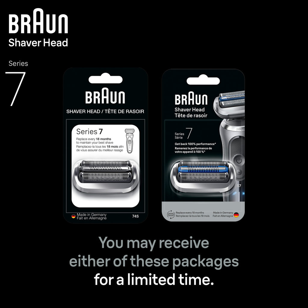 Braun Electric Shaver Head Replacement Part 74s Silver Compatible with Series 7 Electric Razors for Men